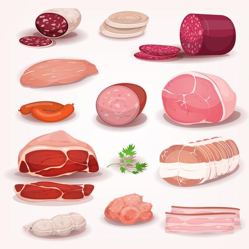 Delicatessen And Butchery Meat Set vector