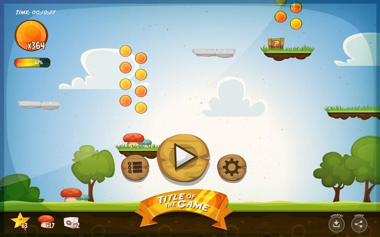 Platform Game User Interface For Tablet vector