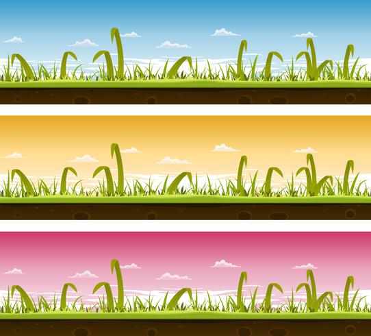 Grass And Lawn Landscape Set  vector