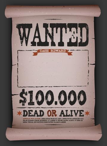 Wanted Vintage Poster On Parchment vector