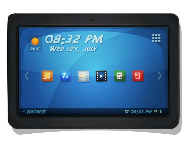 Digital Tablet PC With OS Icons vector