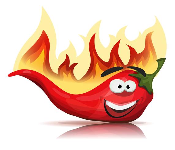 Red Hot Chili Pepper Character With Burning Flames vector