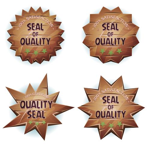 Cartoon Wooden Seal Of Quality vector