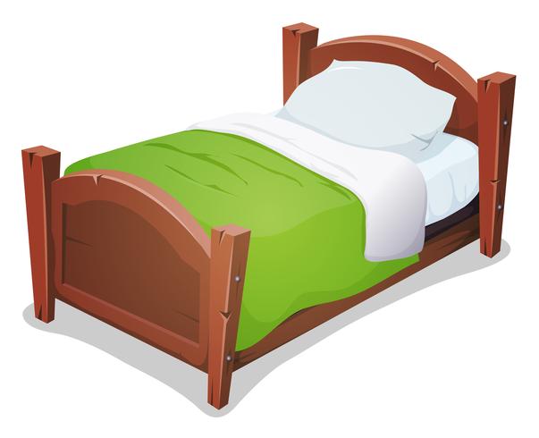 Cama De Madera Con Manta Verde vector