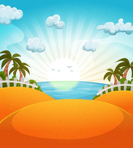 Dibujos animados de verano playa paisaje vector