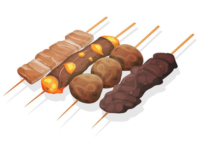 Set de pinchos asiáticos de Yakitoris vector