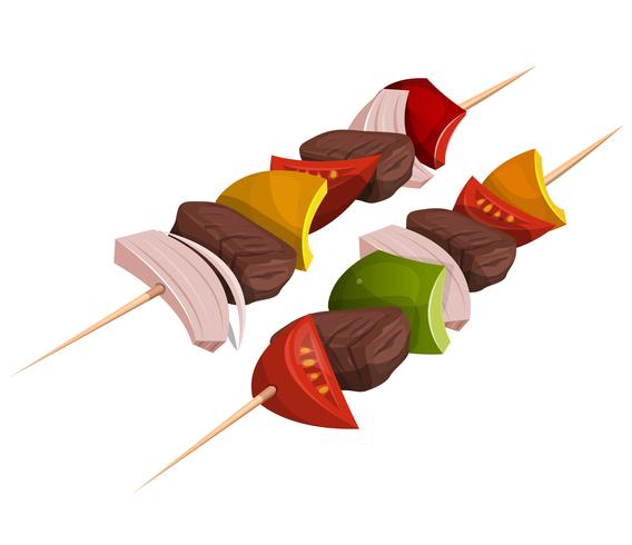 Iconos de brochetas de kebab vector