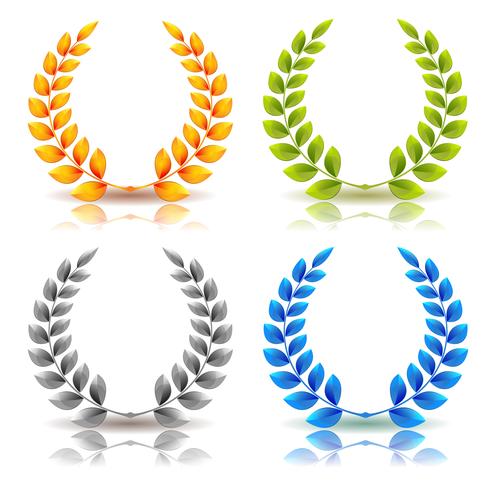 Awards And Laurel Leaves Wreath Set vector