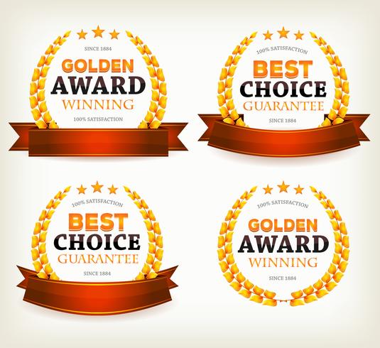 Awards Banners, Ribbons And Laurel Leaves vector