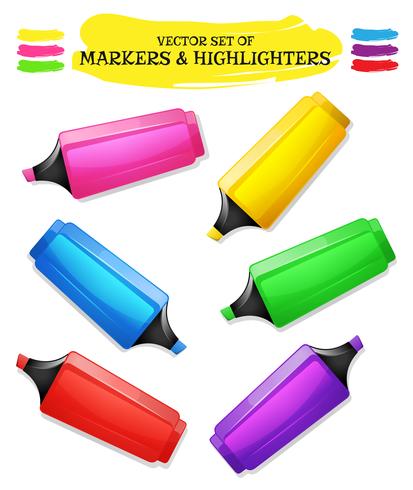 Highlighters And Felt Tip Pen Set vector