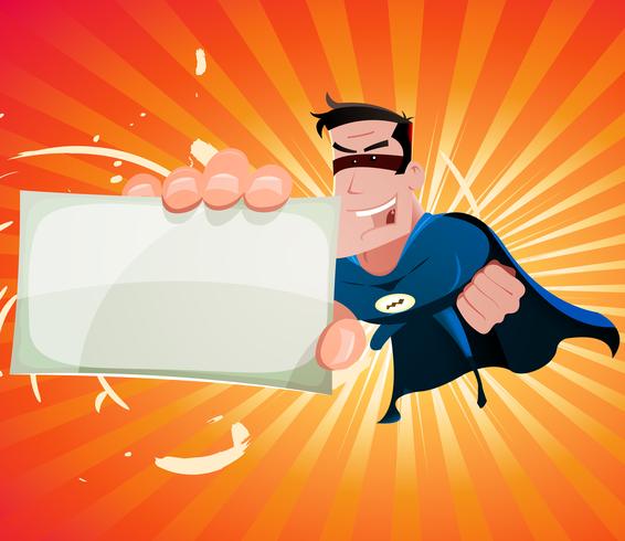 Comic Super Hero Holding Sign vector