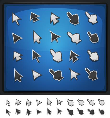 Comic Computer Cursors, Pointers And Arrows Icons vector