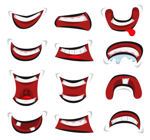 Comic Mouth Emotions Set vector