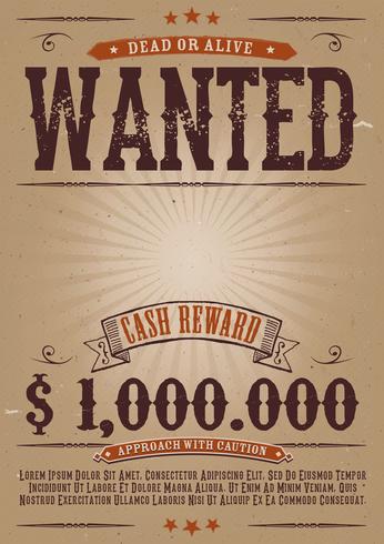 Wanted Vintage Western Poster vector