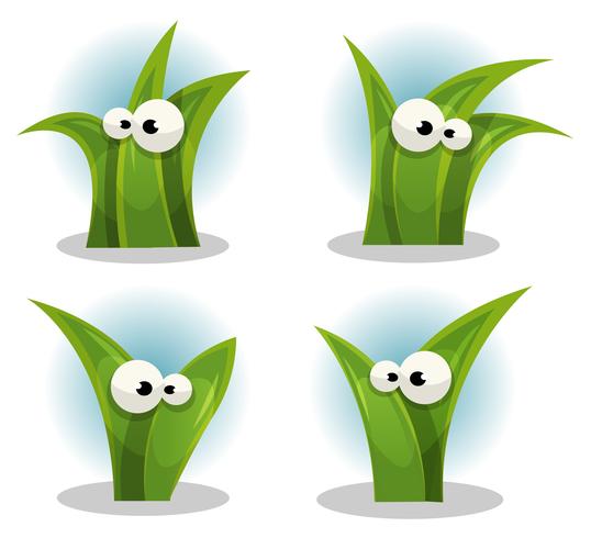 Dibujos animados Funny Grass hojas personajes vector