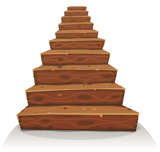 Escaleras de madera de dibujos animados vector