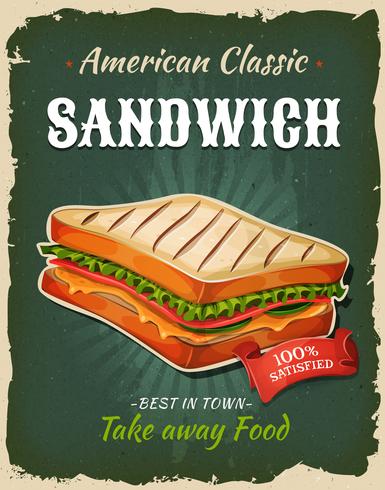 Retro Fast Food Sandwich Poster vector