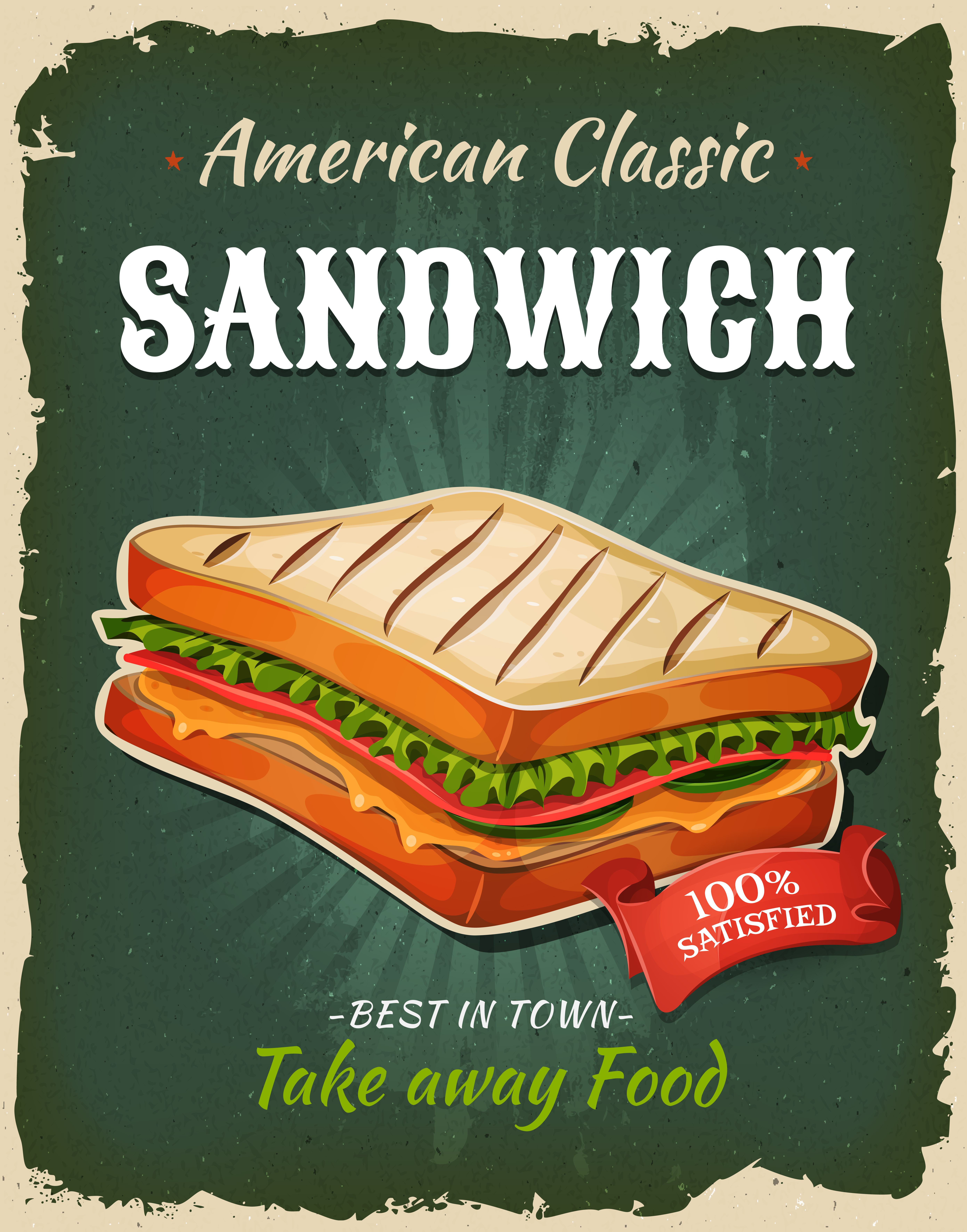 Retro Fast Food Sandwich Poster - Download Free Vectors, Clipart