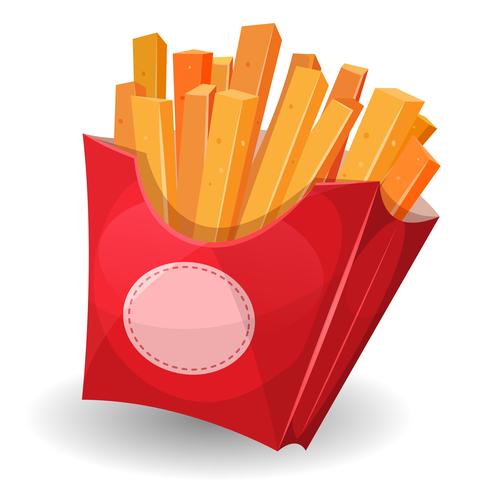 French Fries Inside Red Package vector