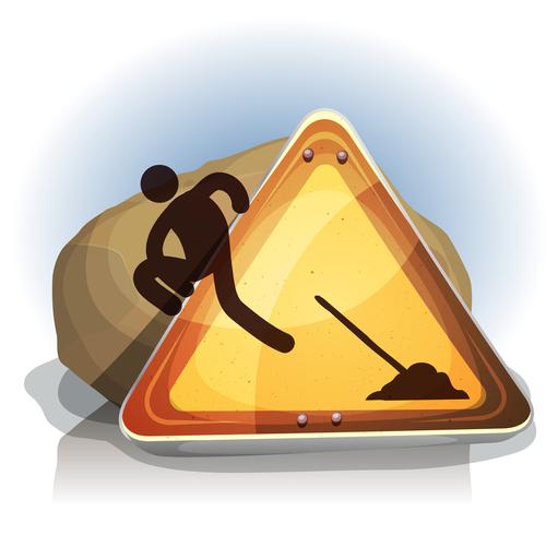 Men At Work Escaping From Road Sign vector