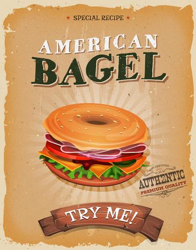 American Bagel Snack Poster vector