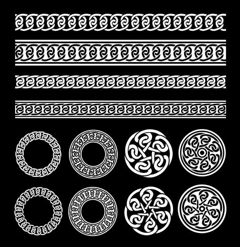 Celtic Borders, Patterns And Rings Set vector