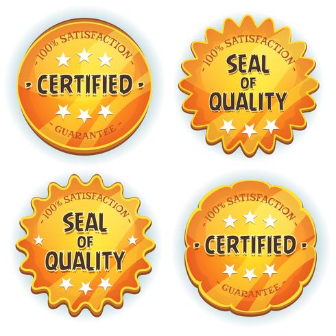 Cartoon Gold Premium Quality Seals vector