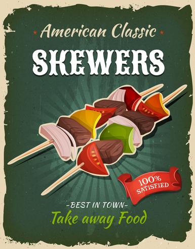 Retro Fast Food Skewers Poster vector