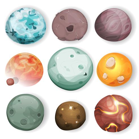 Comic Planets Set vector