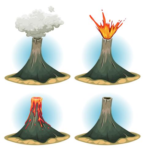 Conjunto de montañas de volcán vector