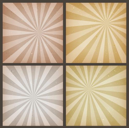 Abstract Vintage Sunbeams Backgrounds Set vector