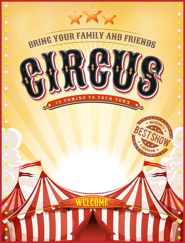 Cartel del circo del verano del vintage con la tapa grande vector