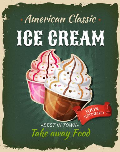 Retro Fast Food Ice Cream Poster vector