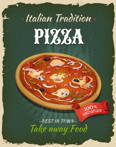 Retro Fast Food Pizza Poster vector