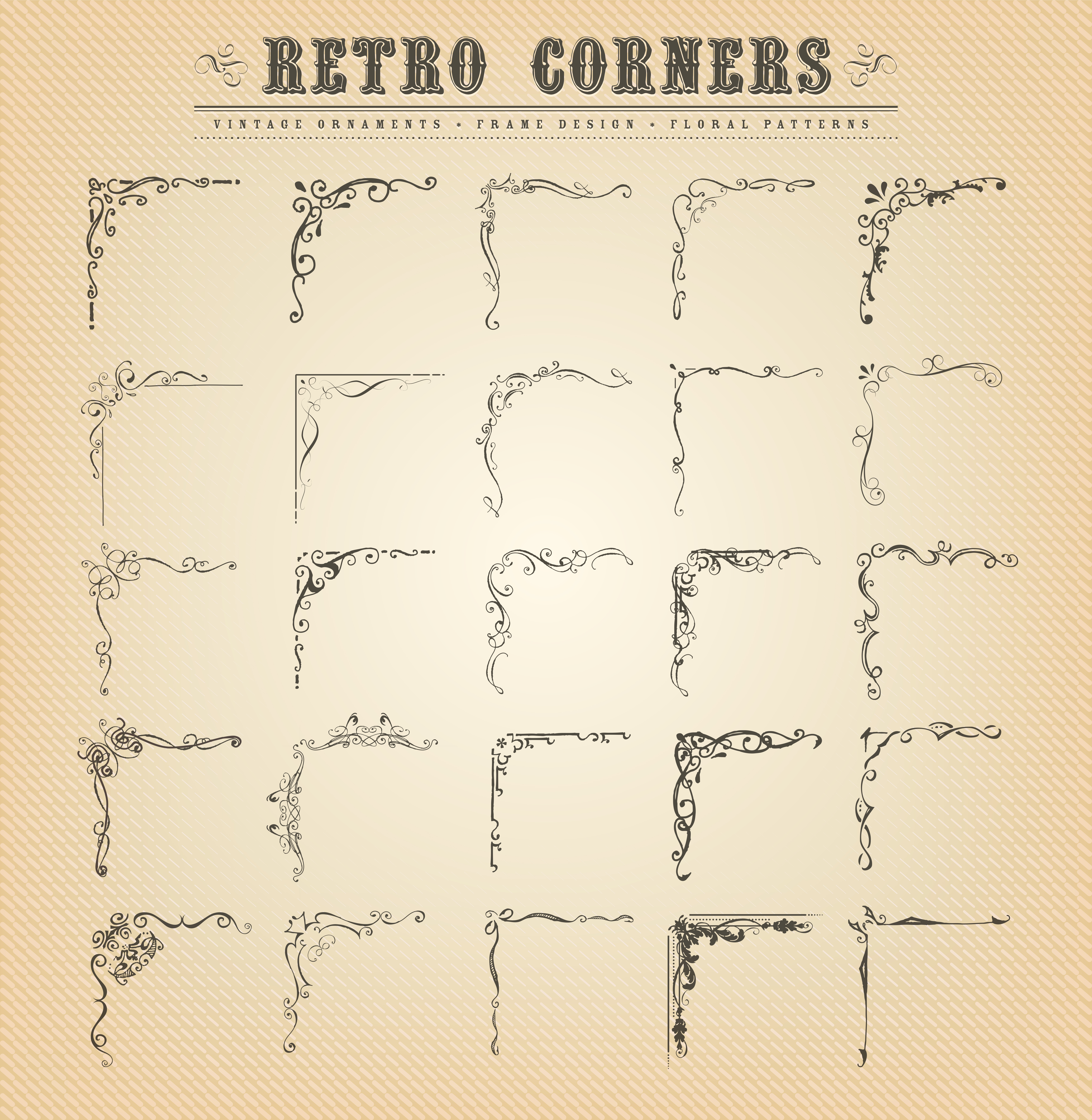 Vintage Old-Fashioned Corners, Borders And Frames ...