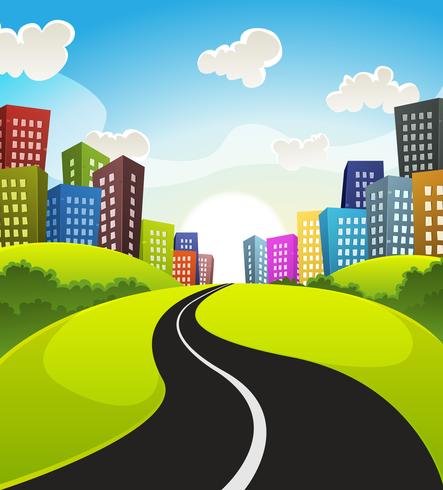 Downtown Cartoon Landscape vector