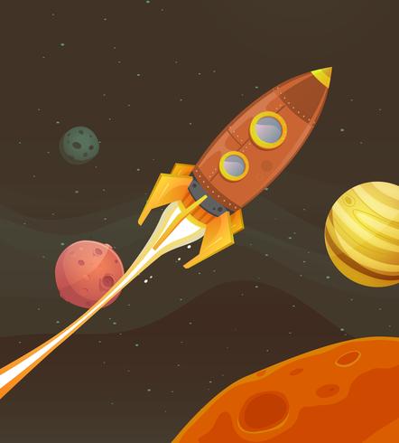 Rocket Ship Flying Through Space vector