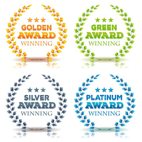 Awards Winning And Laurel Leaves Set vector
