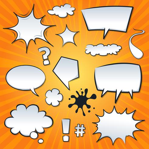 Comic Speech Bubbles And Splashes Set vector