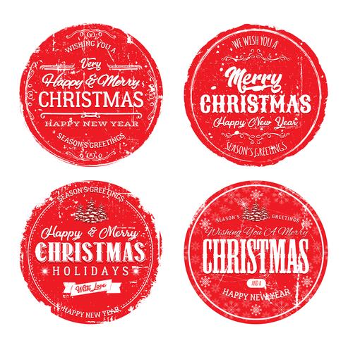 Merry Christmas Grunge Badges vector