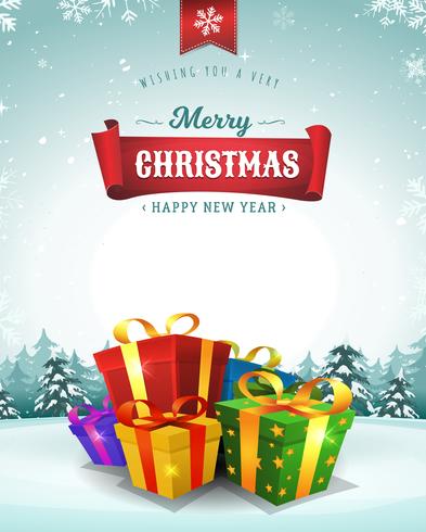 Tarjeta de felicitación feliz Navidad vector