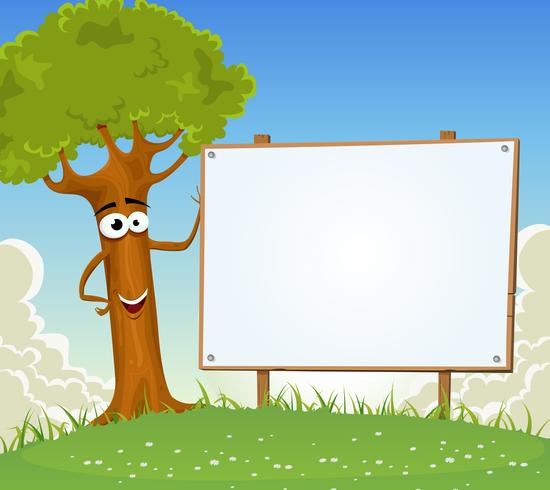 Spring Tree Holding Blank Billboard vector