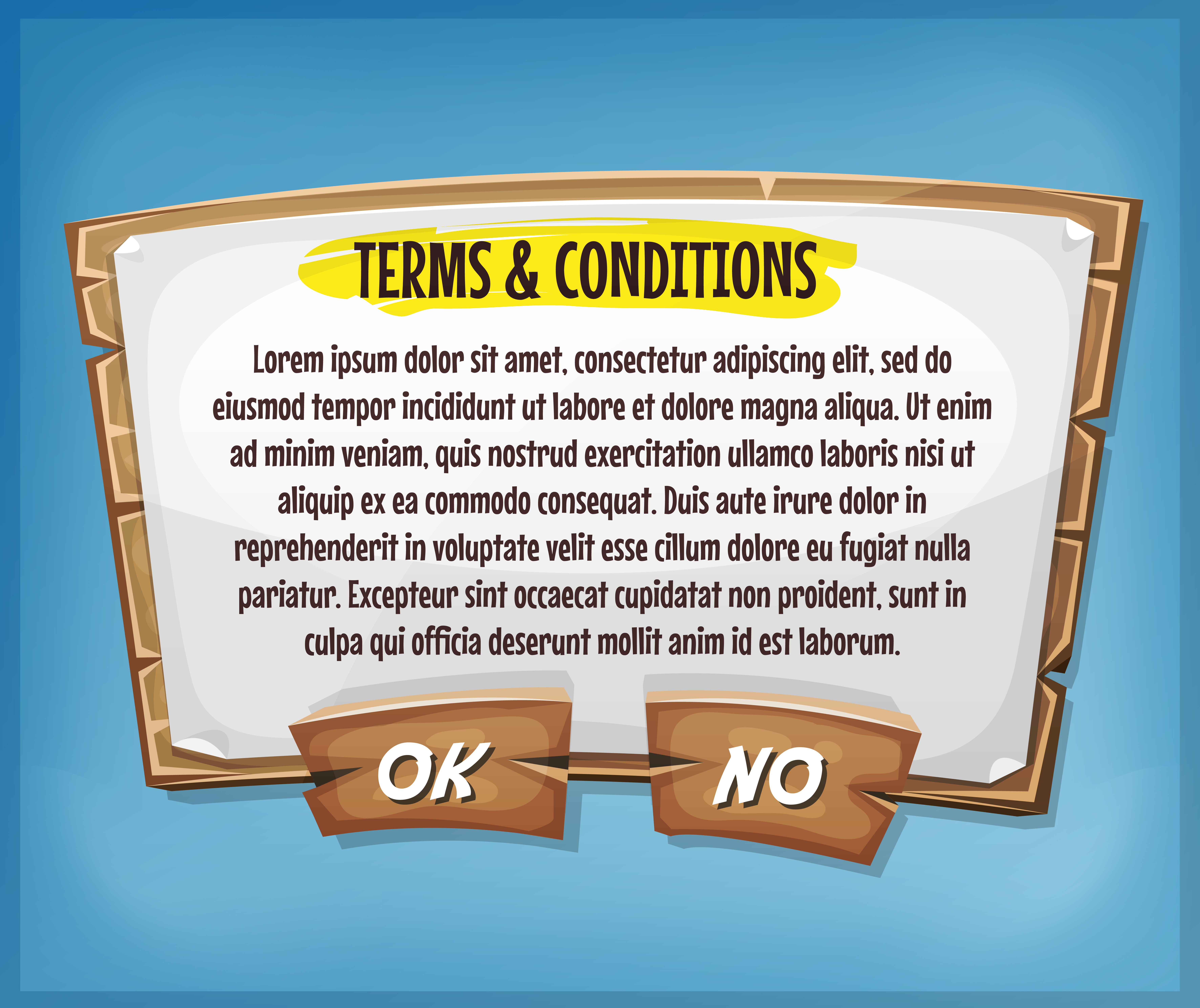 Wood Terms And Conditions Agreement Panel For Ui Game 265351 Vector Art at  Vecteezy