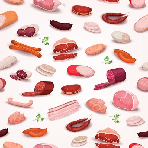 Seamless Delicatessen And Butchery Meat Set vector