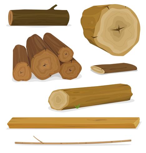 Wood Logs, Trunks And Planks Set vector