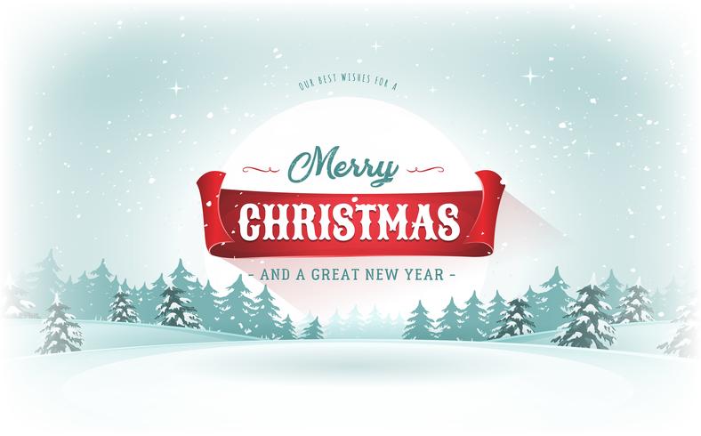 Christmas Landscape Postcard vector