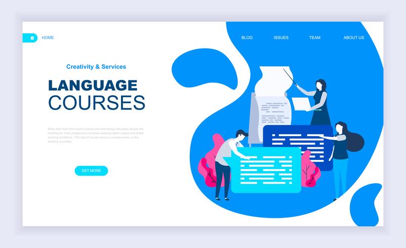 Cursos de idiomas Web Banner vector