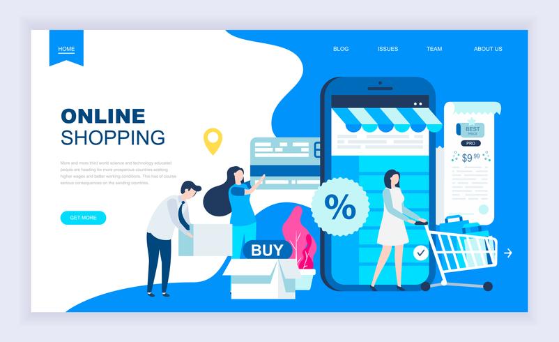 Banner de web de compras en línea vector