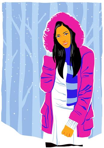 Beautiful Model Portrait In Winter Outdoors vector