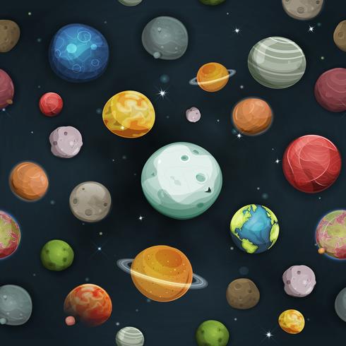 Seamless Planets And Asteroid Background vector